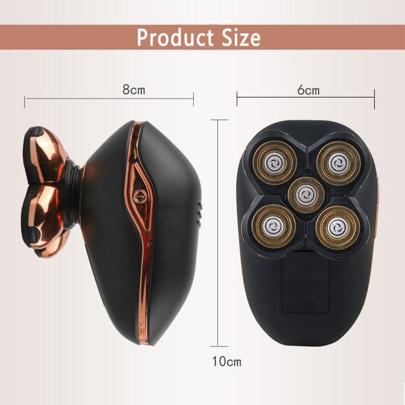 Beakey 5-in-1 Electric Razors Wet and Dry 5D Rechargeable Rotary Shaver-Rose Gold