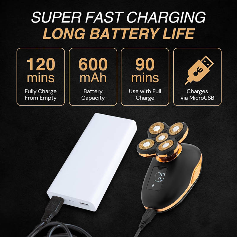 Beakey 5-in-1 Electric Razors Wet and Dry 5D Rechargeable Rotary Shaver-Silver