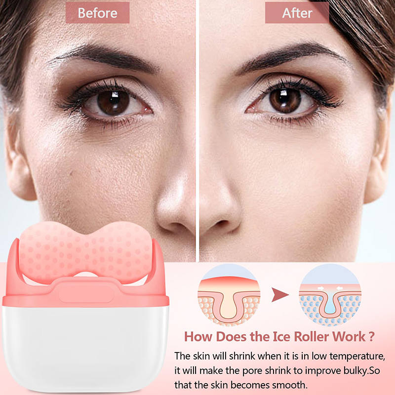 Beakey Ice Stick Double Head for Face & Eye Puffiness Relief 2 in 1 Facial Roller-Pink