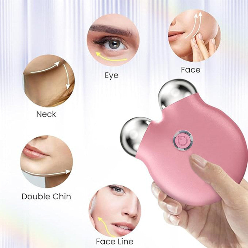 Beakey Mini Facial Massager with 3 Intensity Levels for Face Lifting Sculpting-Pink