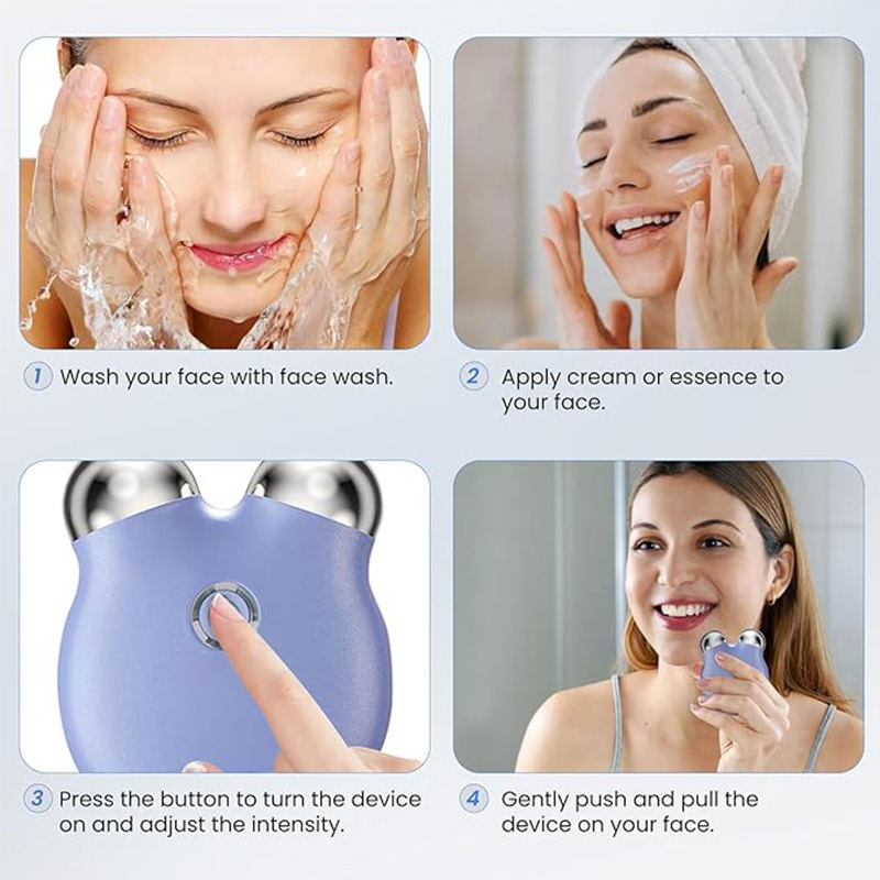 Beakey Mini Facial Massager with 3 Intensity Levels for Face Lifting Sculpting-Purple