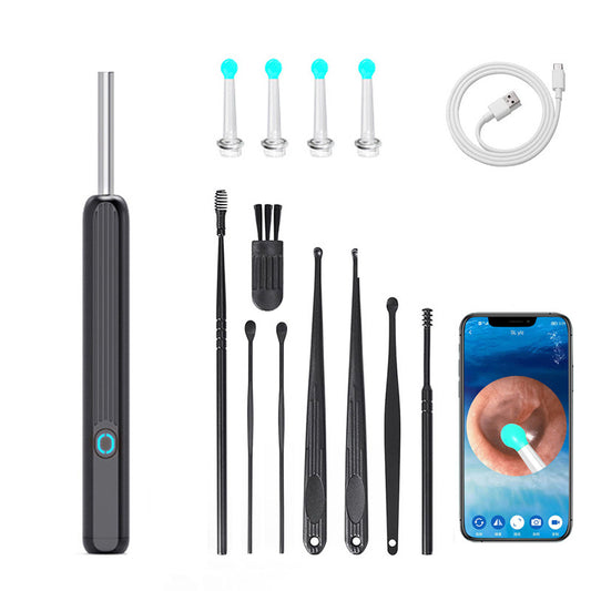 Beakey Ear Wax Removal Tool Kits with HD Camera and 6 LED Lights Replacement for iOS Android-Black