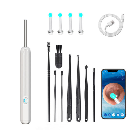 Beakey Ear Wax Removal Tool Kits with HD Camera and 6 LED Lights Replacement for iOS Android-White