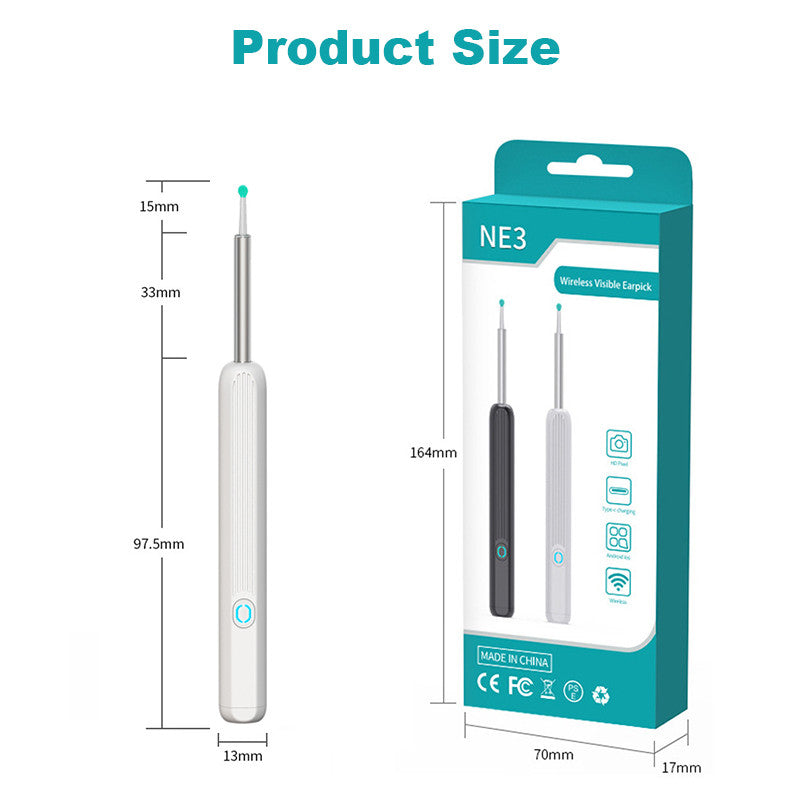 Beakey Ear Wax Removal Tool Kits with HD Camera and 6 LED Lights Replacement for iOS Android-White