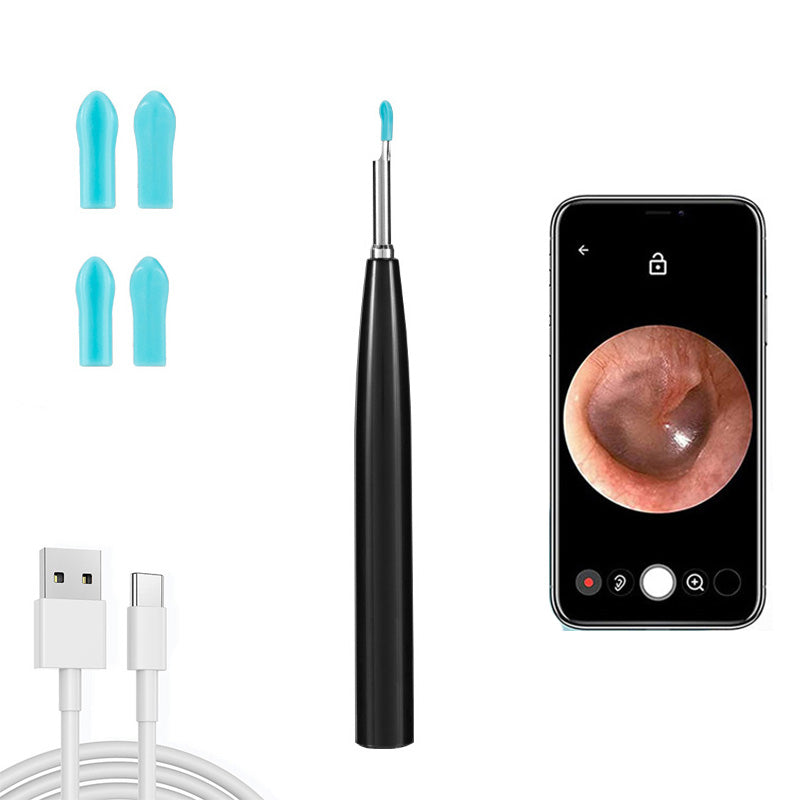 Beakey Ear Wax Removal Tool HD Cleaner with Camera and LED Lights for Teens Adults-Black