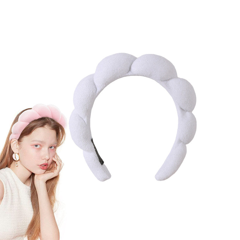 Beakey Spa Headband for Women Sponge for Washing Face Skincare Shower-White