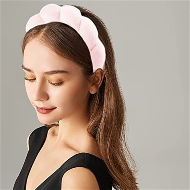Beakey Spa Headband for Women Sponge for Washing Face Skincare Shower-Pink