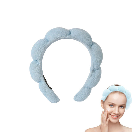 Beakey Spa Headband for Women Sponge for Washing Face Skincare Shower-LightBlue