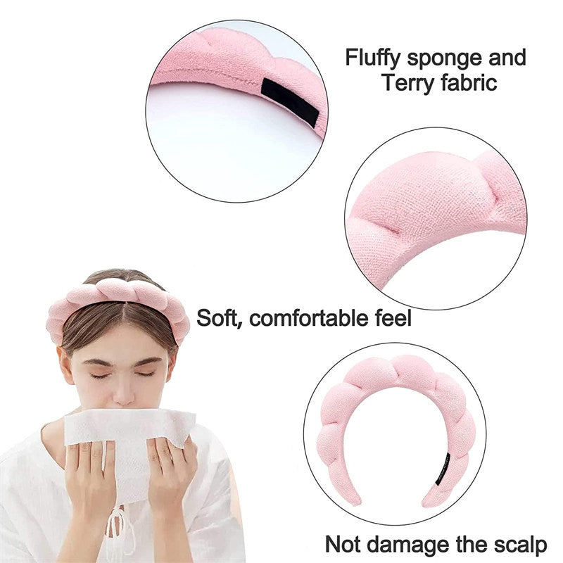 Beakey Spa Headband for Women Sponge for Washing Face Skincare Shower-Green
