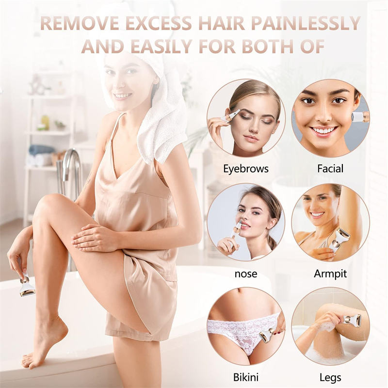 Beakey 4 in 1 Electric Razor Painless USB Rechargeable for Face Leg Brows