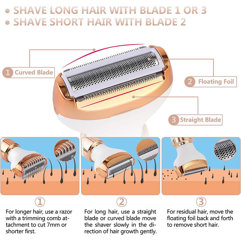 Beakey 4 in 1 Electric Razor Painless USB Rechargeable for Face Leg Brows