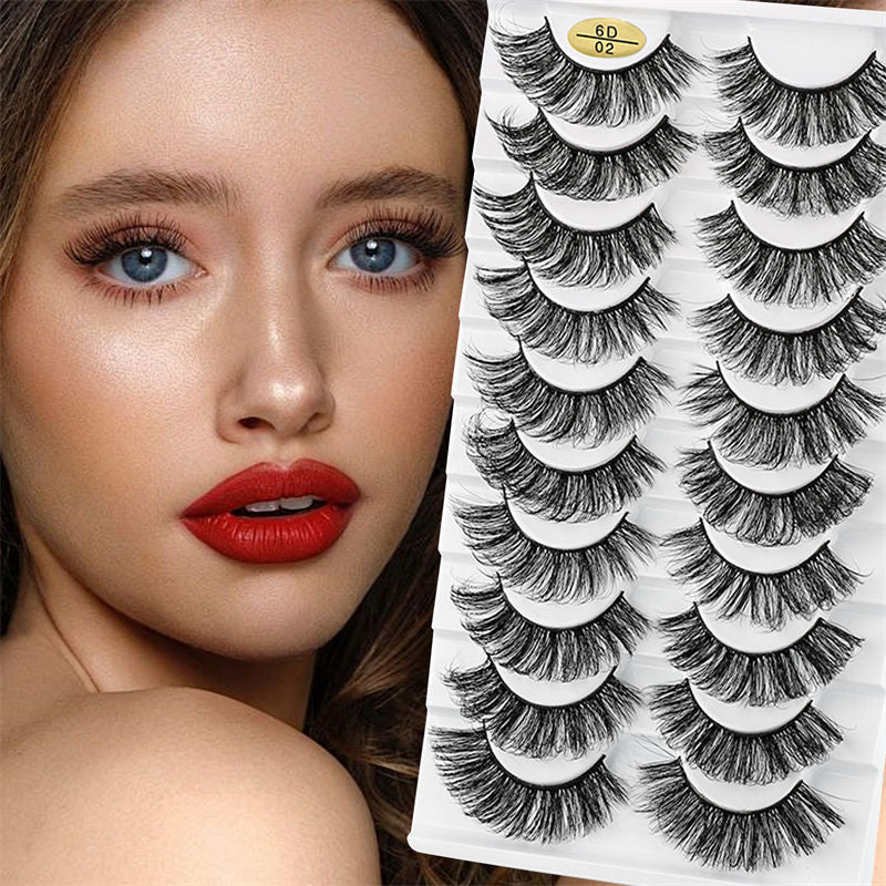 Beakey Fluffy False Eyelashes Faux Mink Lashes 6D Volume Look Like Extensions Lashes 10 Pairs Pack-02