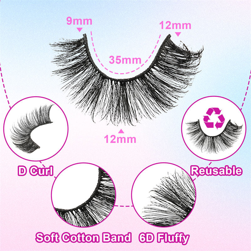 Beakey Fluffy False Eyelashes Faux Mink Lashes 6D Volume Look Like Extensions Lashes 10 Pairs Pack-02