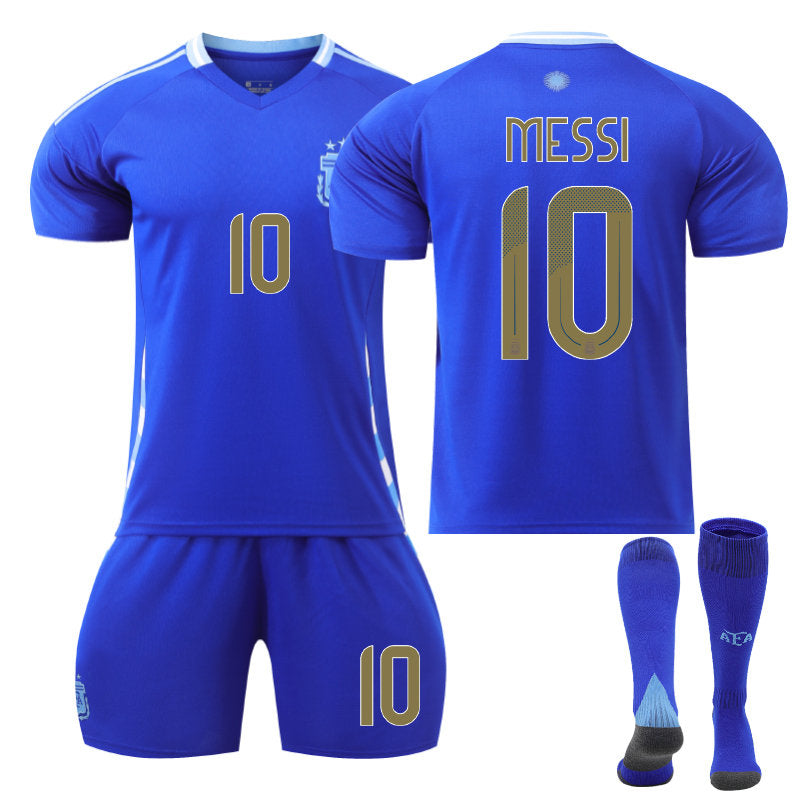 Beakey Argentina Away MESSI #10 Soccer Jersey for Kids Adult 3Pcs Kits