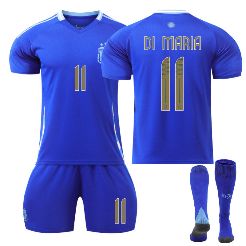 Beakey Argentina Away DI MARIA #11 Soccer Jersey Kids Adult 3Pcs Kits