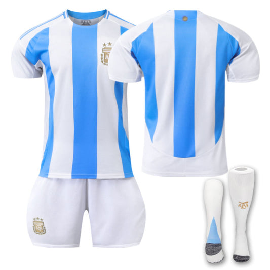 Beakey Argentina Home Soccer Jersey for Kids Adults 3 Pcs Training Outfits