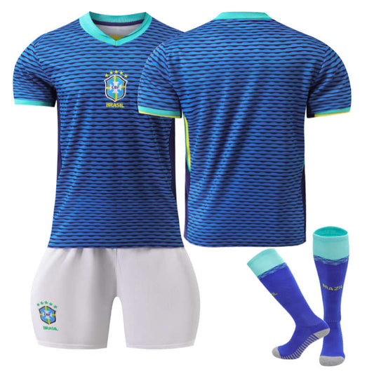 Beakey Brazil Away Jersey for Kids Adult 3 Pcs Soccer Training Outfits