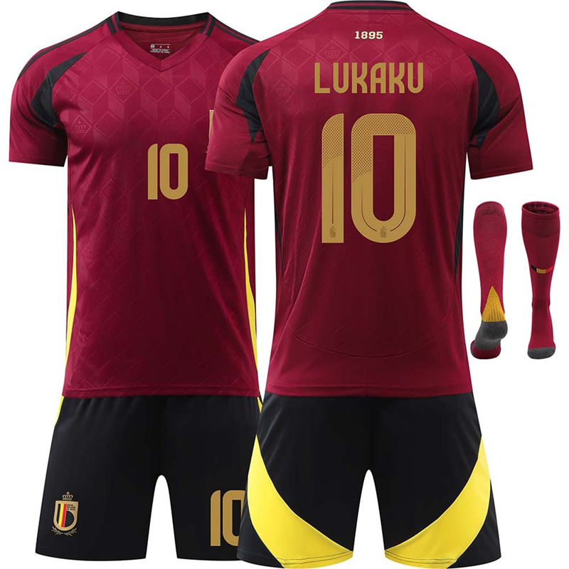 Beakey Belgium Home LUKAKU #10 Jersey for Kids Adult 3 Pcs Soccer Outfits
