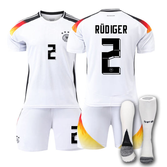 Beakey Germany Home RUDIGER #2 Jersey for Kids Adult 3 Pcs Soccer Outfits
