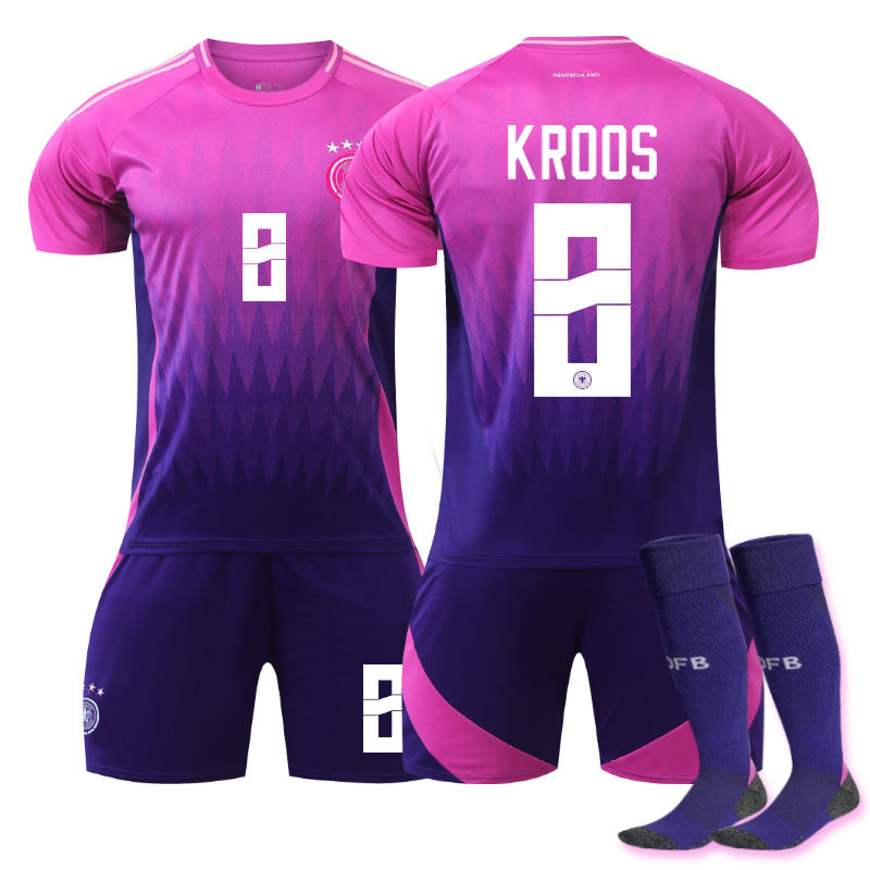Beakey Germany Away KROOS #8 Jersey for Kids Adult 3 Pcs Soccer Outfits