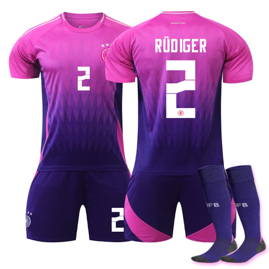 Beakey Germany Away RUDIGER #2 Jersey for Kids Adult 3 Pcs Soccer Outfits