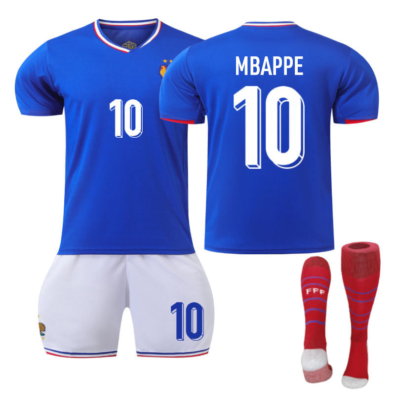 Beakey France Home MBAPPE #10 Jersey for Kids Adult 3 Pcs Soccer Outfits