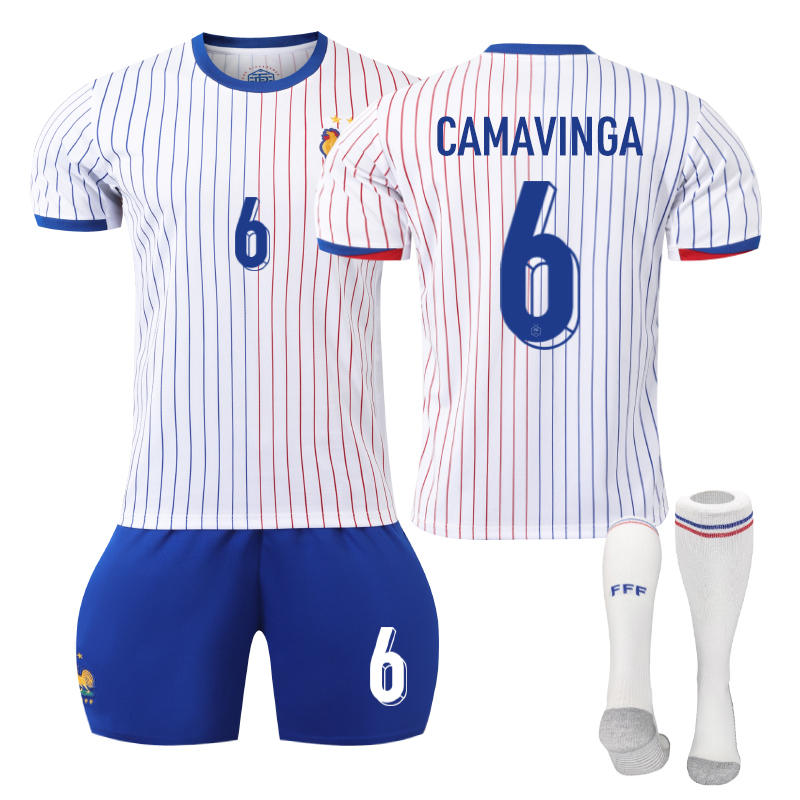 Beakey France Away CAMAVINGA #6 Jersey for Kids Adult 3 Pcs Soccer Outfits