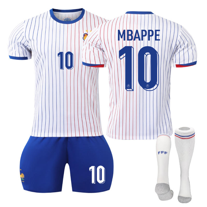 Beakey France Away MBAPPE #10 Jersey for Kids Adult 3 Pcs Soccer Outfits