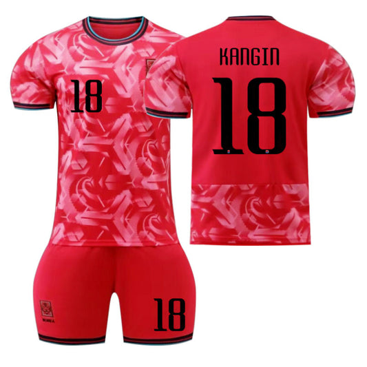 Beakey South Korea Home KANGIN #18 Jersey for Kids Adult 3 Pcs Soccer Outfits