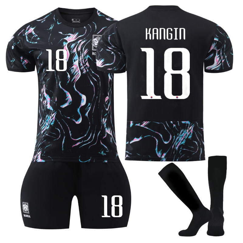 Beakey South Korea Away KANGIN #18 Jersey for Kids Adult 3 Pcs Soccer Outfits