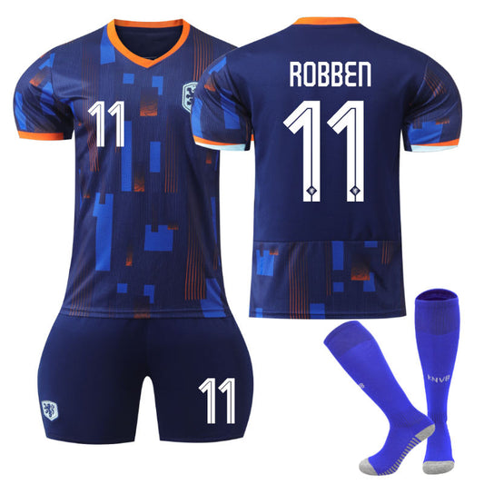 Beakey Netherlands Away ROBBEN #11 Jersey for Kids Adult 3 Pcs Soccer Outfits
