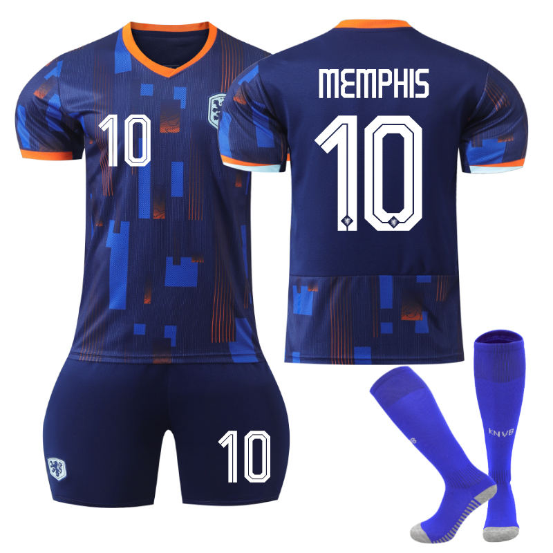 Beakey Netherlands Away MEMPHIS #10 Jersey for Kids Adult 3 Pcs Soccer Outfits