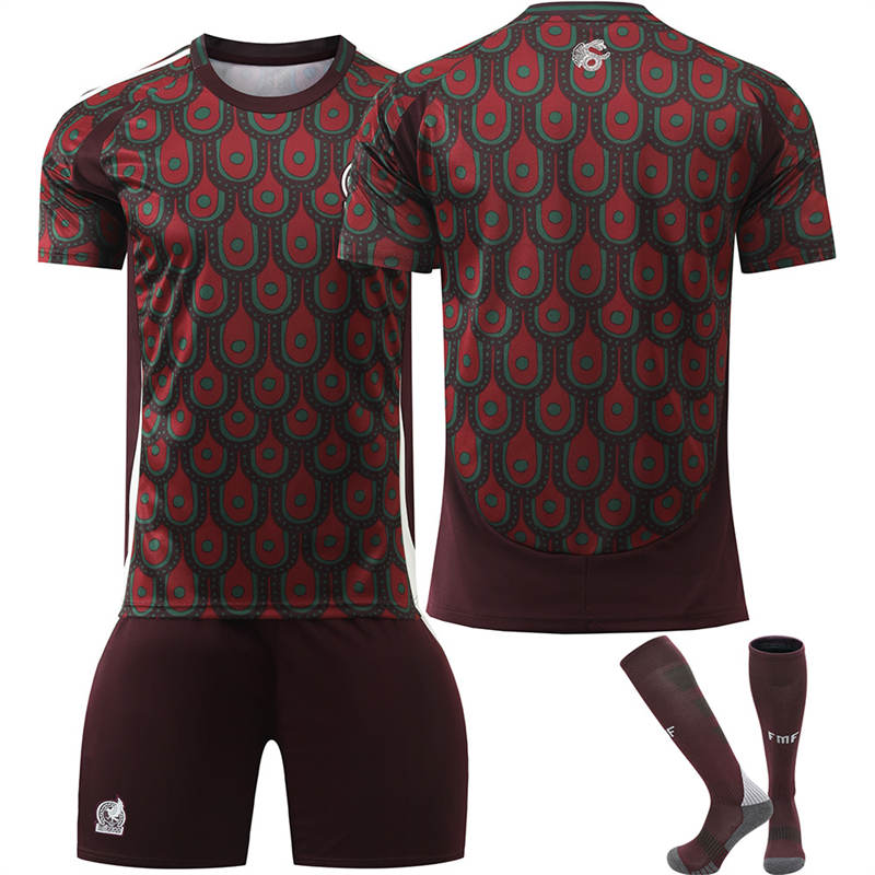 Beakey Mexico Home Jersey for Kids Adult 3 Pcs Soccer Training Outfits