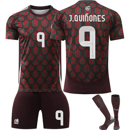 Beakey Mexico Home J.QUINONES #9 Jersey for Kids Adult 3 Pcs Soccer Outfits