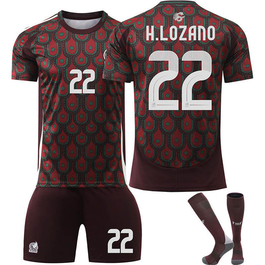 Beakey Mexico Home H.LOZANO #22 Jersey for Kids Adult 3 Pcs Soccer Outfits