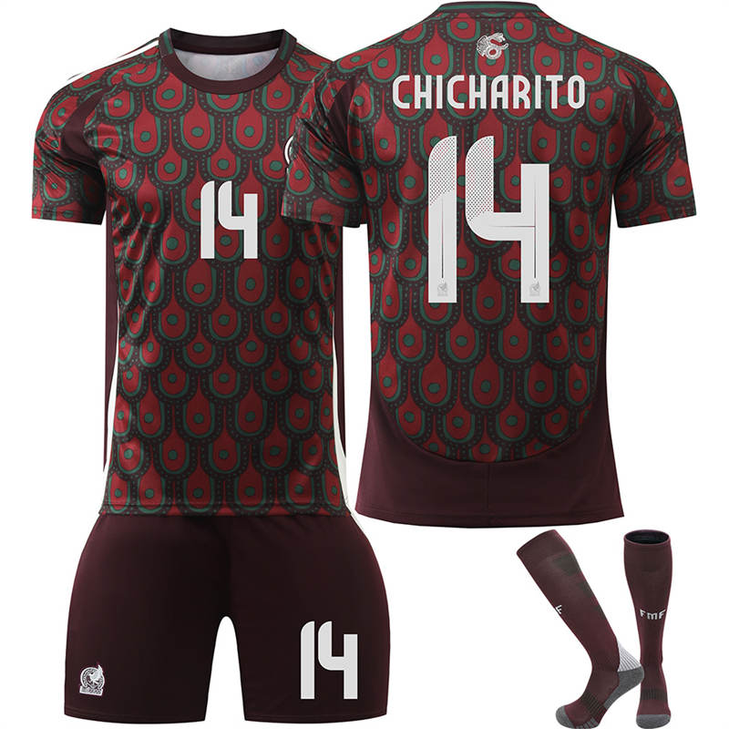 Beakey Mexico Home CHICHARITO #14 Jersey for Kids Adult 3 Pcs Soccer Outfits