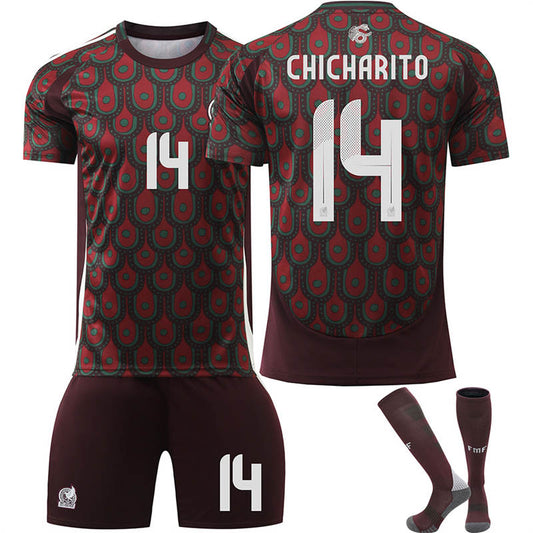 Beakey Mexico Home CHICHARITO #14 Jersey for Kids Adult 3 Pcs Soccer Outfits