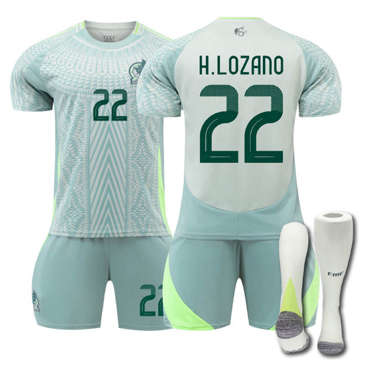 Beakey Mexico Away H.LOZANO #22 Jersey for Kids Adult 3 Pcs Soccer Outfits