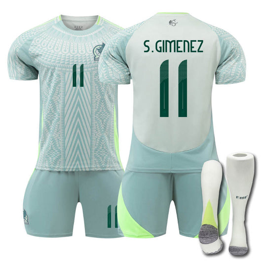 Beakey Mexico Away S.GIMENEZ #11 Jersey for Kids Adult 3 Pcs Soccer Outfits