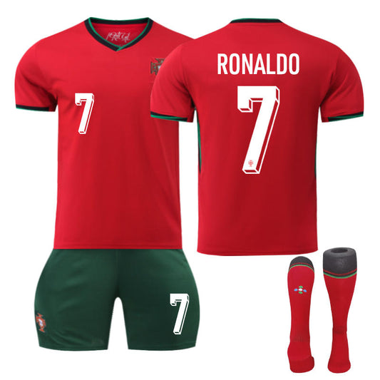 Beakey Portugal Home RONALDO #7 Jersey for Kids Adult 3 Pcs Soccer Outfits