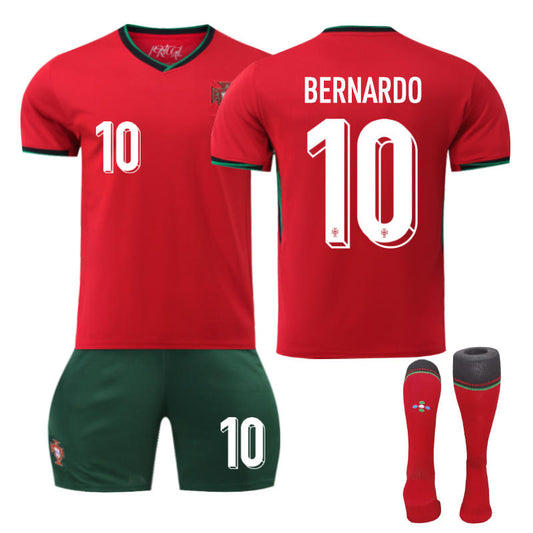 Beakey Portugal Home BERNARDO #10 Jersey for Kids Adult 3 Pcs Soccer Outfits