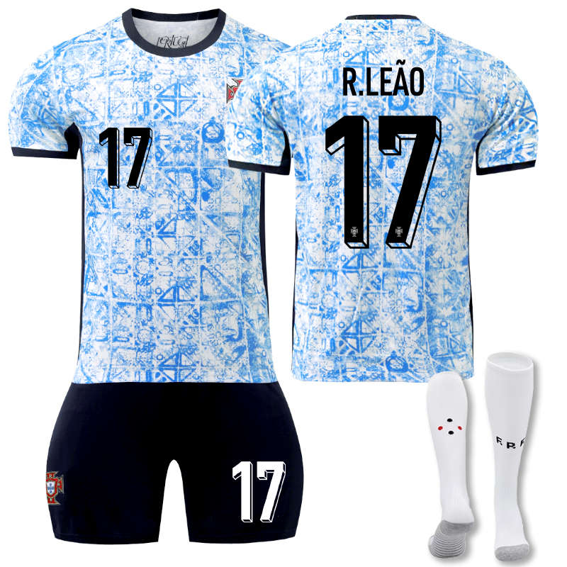 Beakey Portugal Away R.LEAO #17 Jersey for Kids Adult 3 Pcs Soccer Outfits