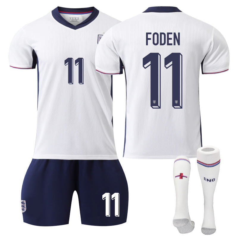 Beakey England Home FODEN #11 Soccer Jersey for Kids Adult 3 Pcs Training Outfits