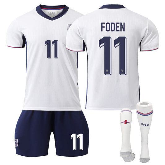 Beakey England Home FODEN #11 Soccer Jersey for Kids Adult 3 Pcs Training Outfits