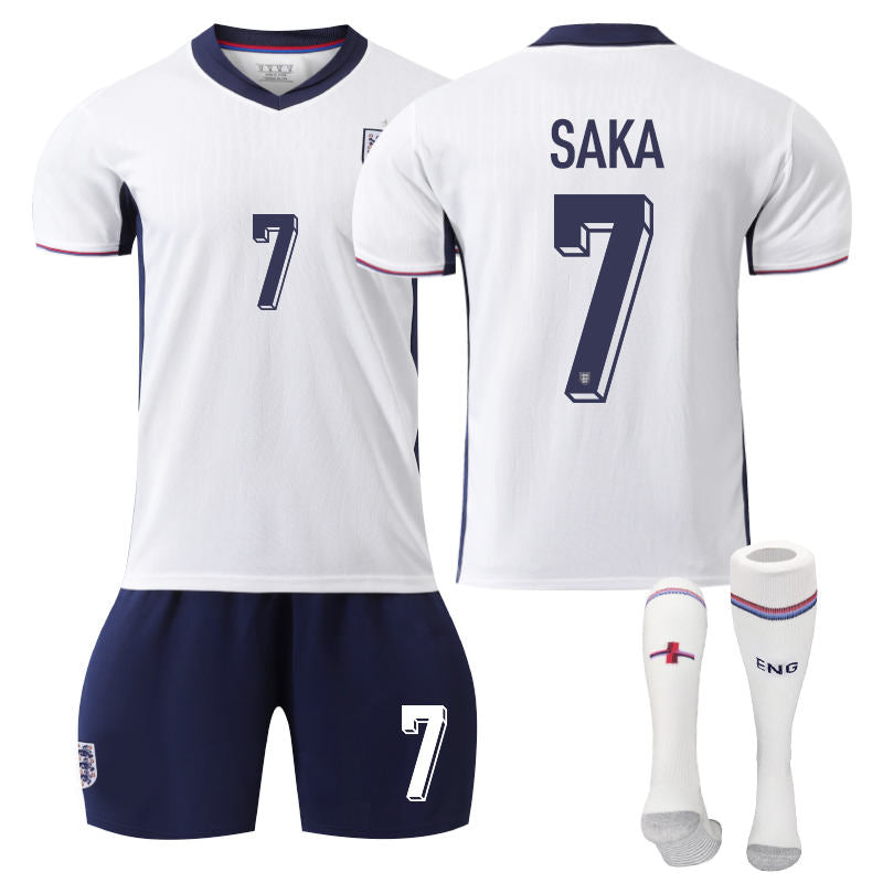 Beakey England Home SAKA #7 Soccer Jersey for Kids Adult 3 Pcs Training Outfits