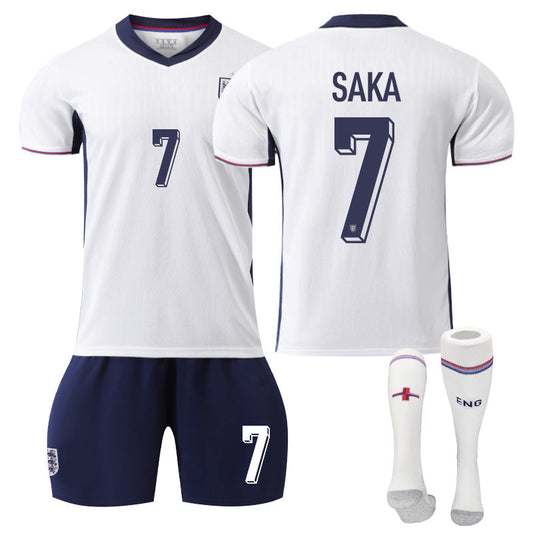 Beakey England Home SAKA #7 Soccer Jersey for Kids Adult 3 Pcs Training Outfits