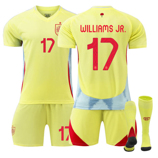 Beakey Spain Away WILLIAMS JR. #17 Soccer Jersey for Kids Adult 3 Pcs Training Outfits