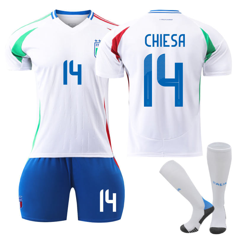Beakey Italy Away CHIESA #14 Soccer Jersey for Kids Adult 3 Pcs Training Outfits