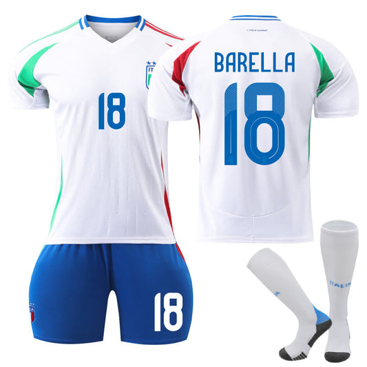 Beakey Italy Away BARELLA #18 Soccer Jersey for Kids Adult 3 Pcs Training Outfits