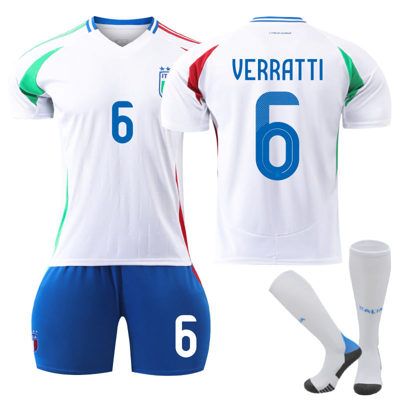 Beakey Italy Away VERRATTI #6 Soccer Jersey for Kids Adult 3 Pcs Training Outfits